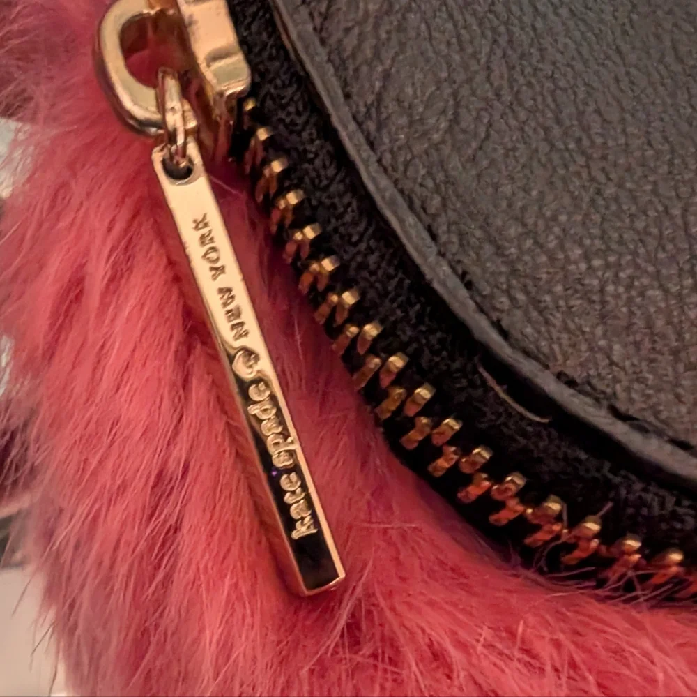 💖 RARE! Kate Spade Evening Belles Steffe Faux‎ Fur & Leather Clutch